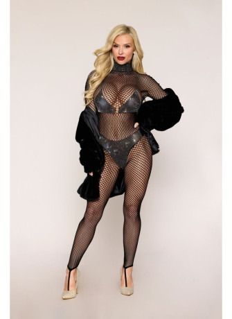 Bodystocking en résille grosse maille et finition strass - DG0511BLK